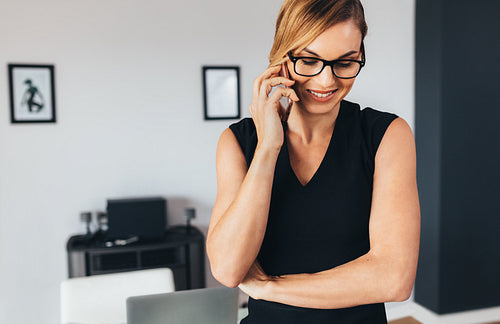 Woman talking over phone