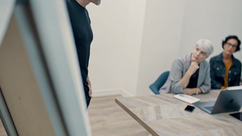 Businessman giving a presentation to his team