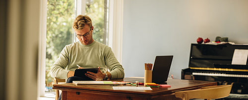 Illustration artist drawing on digital tablet