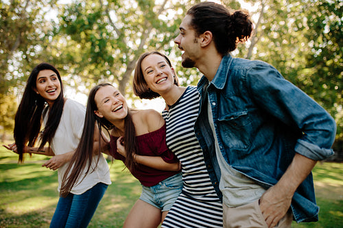 Friends having a great day in the park