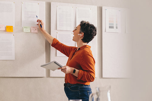 Businesswoman giving a presentation during an online meeting
