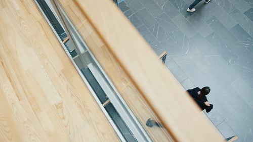 Scene from above a university campus: Students and lecturers moving between classes