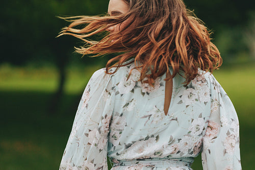 Beautiful brunette at the park
