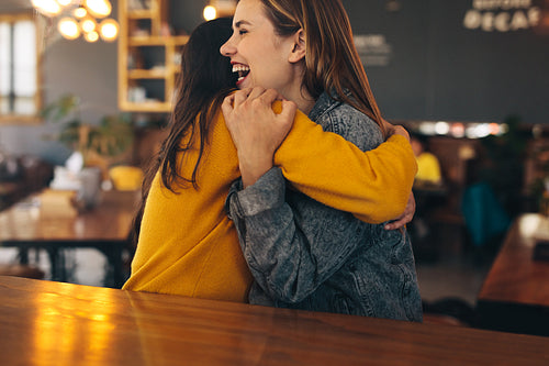 Friends meeting in a coffee shop