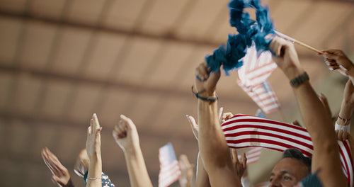 USA supporters cheering their team in stadium
