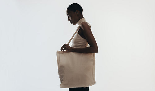 Elegant blank canvas tote bag mockup for luxury branding