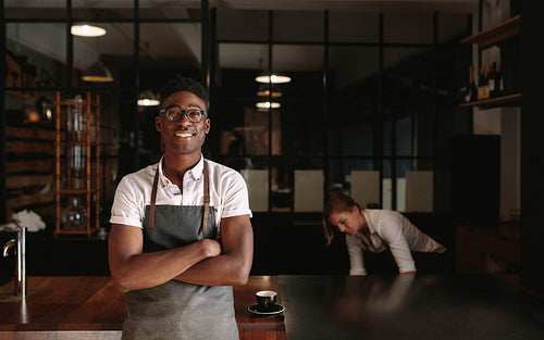 Business owner couple at their coffee shop