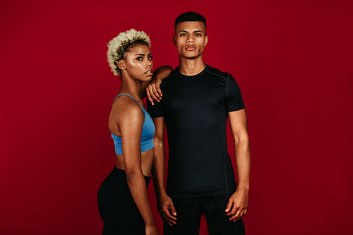 African american fitness couple standing together
