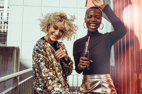 Beautiful female friends enjoying weekends