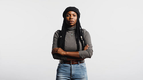 African female with long dreadlocks