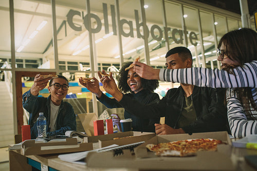 Students hanging out at university campus cafe