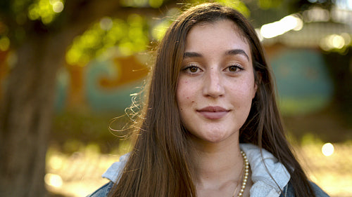 Attractive girl smiling at camera