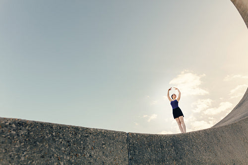 Female ballet dancer practicing dance moves
