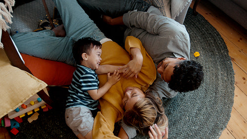 Tickles and laughter for a son and his parents: Family time at home