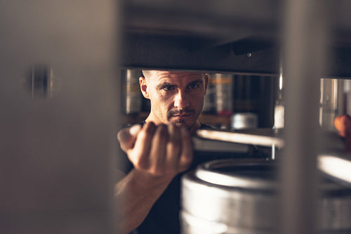 Man working in brewery factory