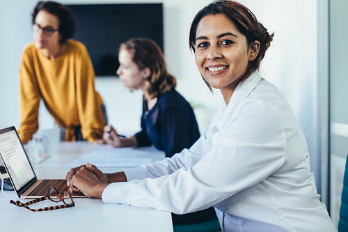 Woman in a meeting at board room