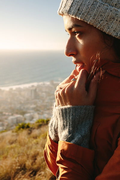 Woman on vacation on winter day