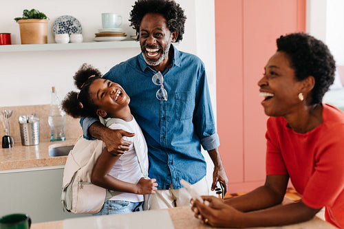 Joyful morning: A happy family's daily routine in the kitchen