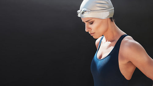 Swimmer preparing for a swim