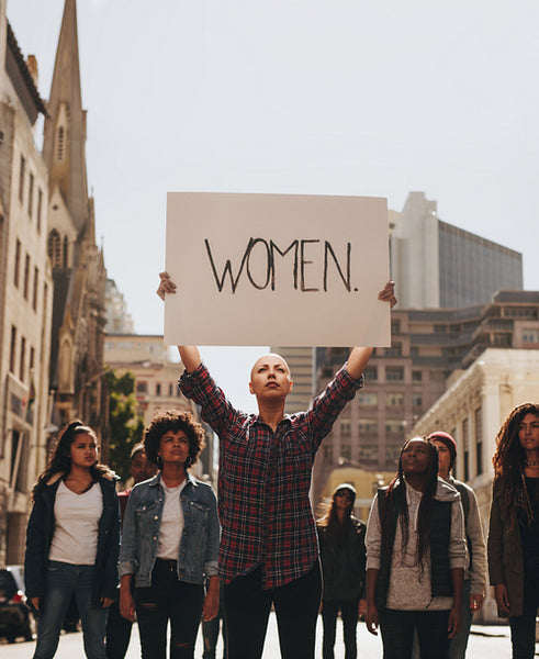 Group of women protesting on road
