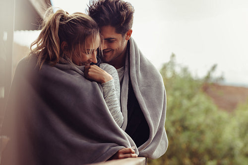 Romantic couple on a winter holiday