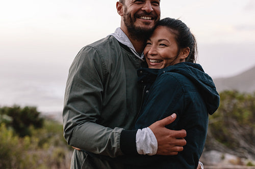 Romantic couple embracing each other