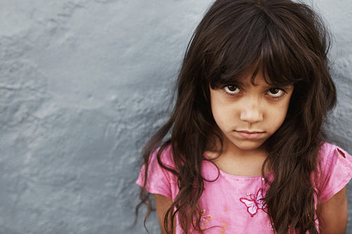 Little girl with serious expression
