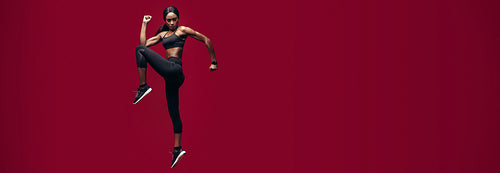 Sporty woman doing stretching workout