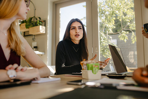 Businesswoman talking during a meeting