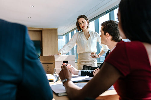 Female putting her ideas brainstorming session
