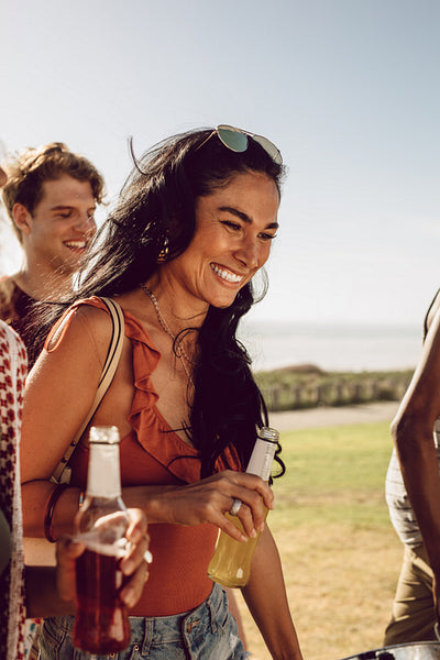 Enjoying her weekend with friends