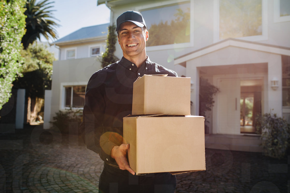 Courier worker delivering parcels – Jacob Lund Photography Store ...