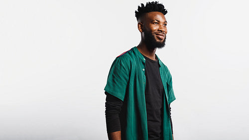 Happy african man with a creative hair style