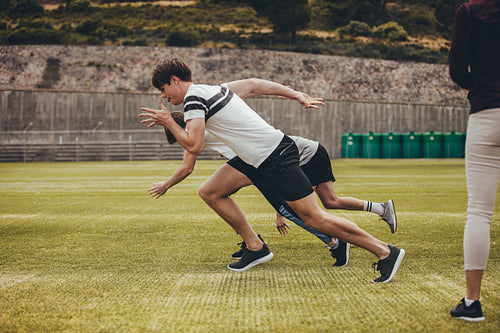 Students practicing for annual sports day at the high school