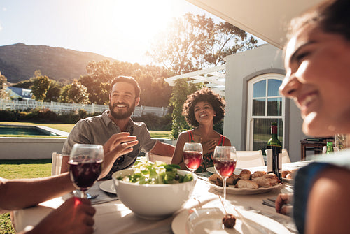 Friends having good times alfresco