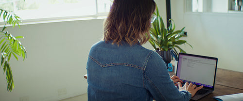 Businesswoman working from home smiles at the camera