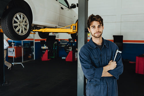 Mechanic in automobile service station