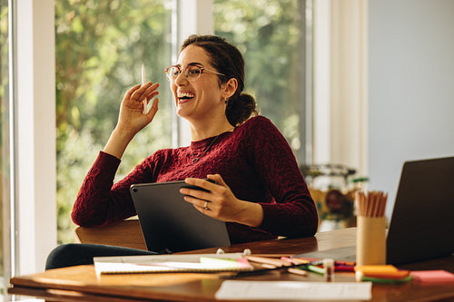 Freelance illustrator working from home