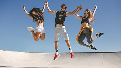 Friends having fun together outdoors