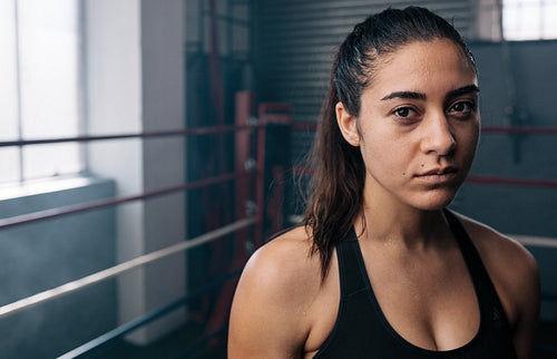 Female boxer at the boxing studio