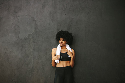 Athlete relaxing after exercising