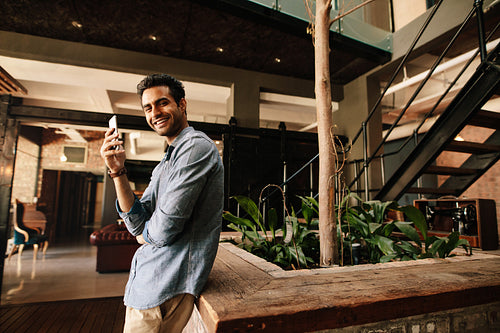 Business man taking break from work