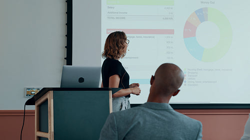 Businesswoman giving an informative presentation
