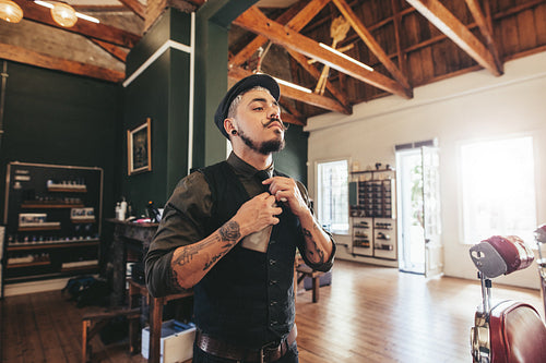 Professional male hairdresser at hair salon