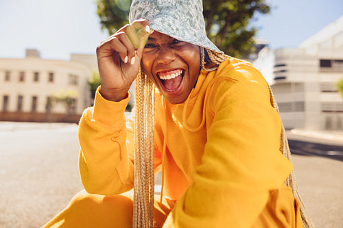 Young woman having fun in the sun
