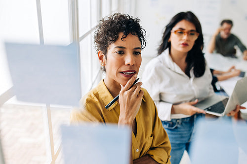 Business women brainstorming in a marketing agency