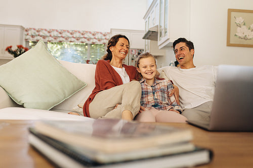 Family relaxing together at home