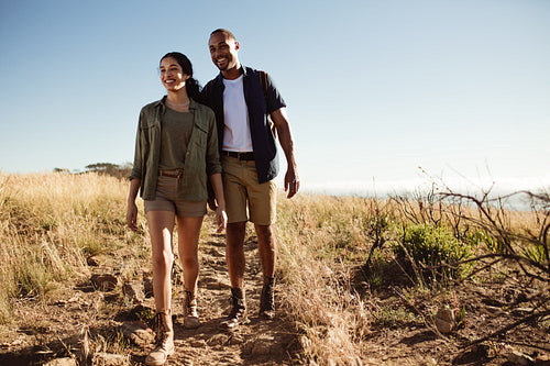 Couple on a wonderful hiking trip