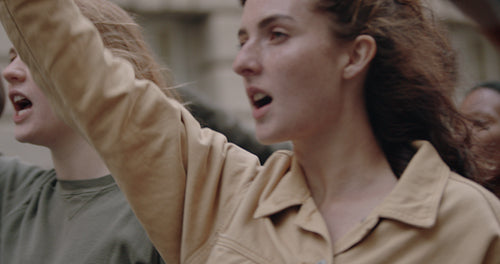 Youngsters protesting and giving slogans