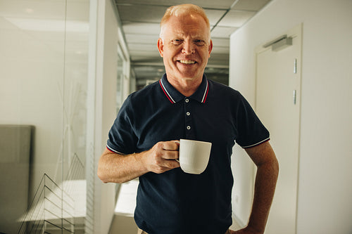 Businessman having coffee break